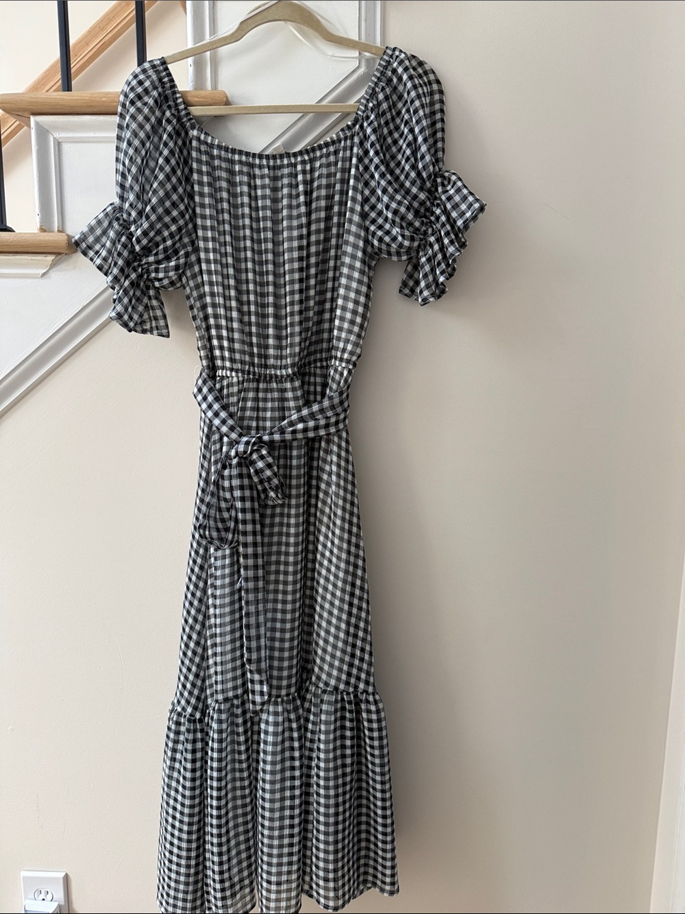 Aura Black & White Gingham Maxi Dress